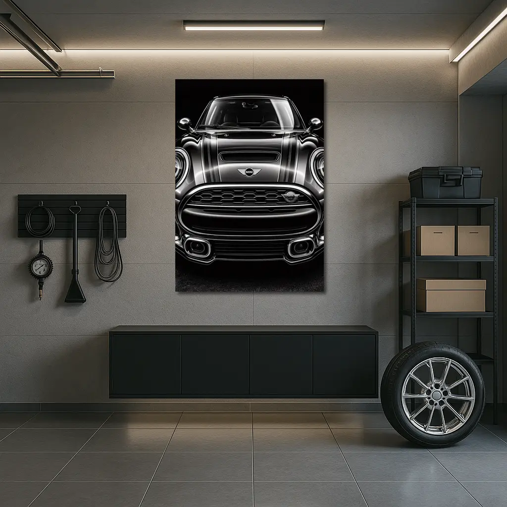 Mini Clubman Front View Dark Background – Wall Art
