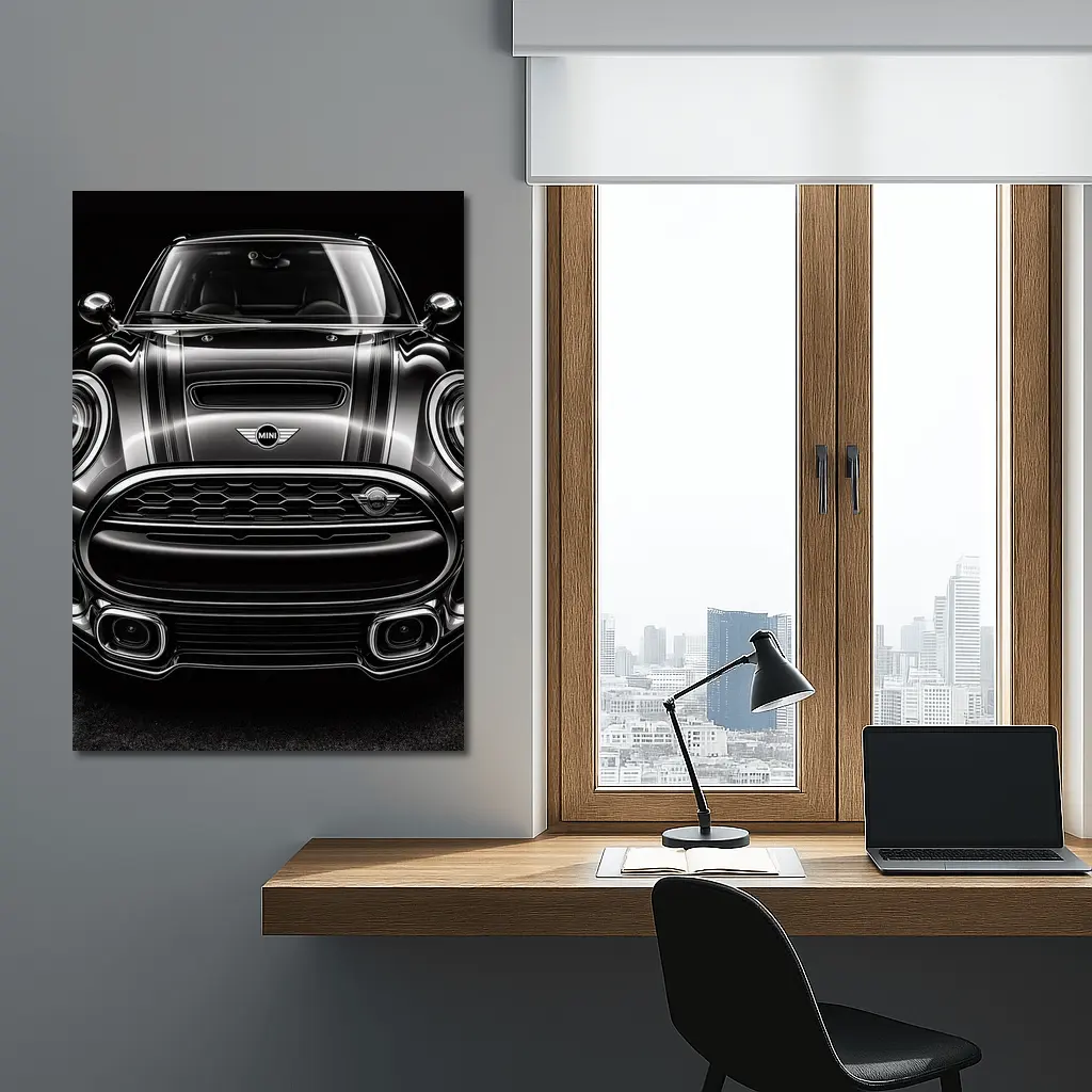 Mini Clubman Front View Dark Background – Wall Art