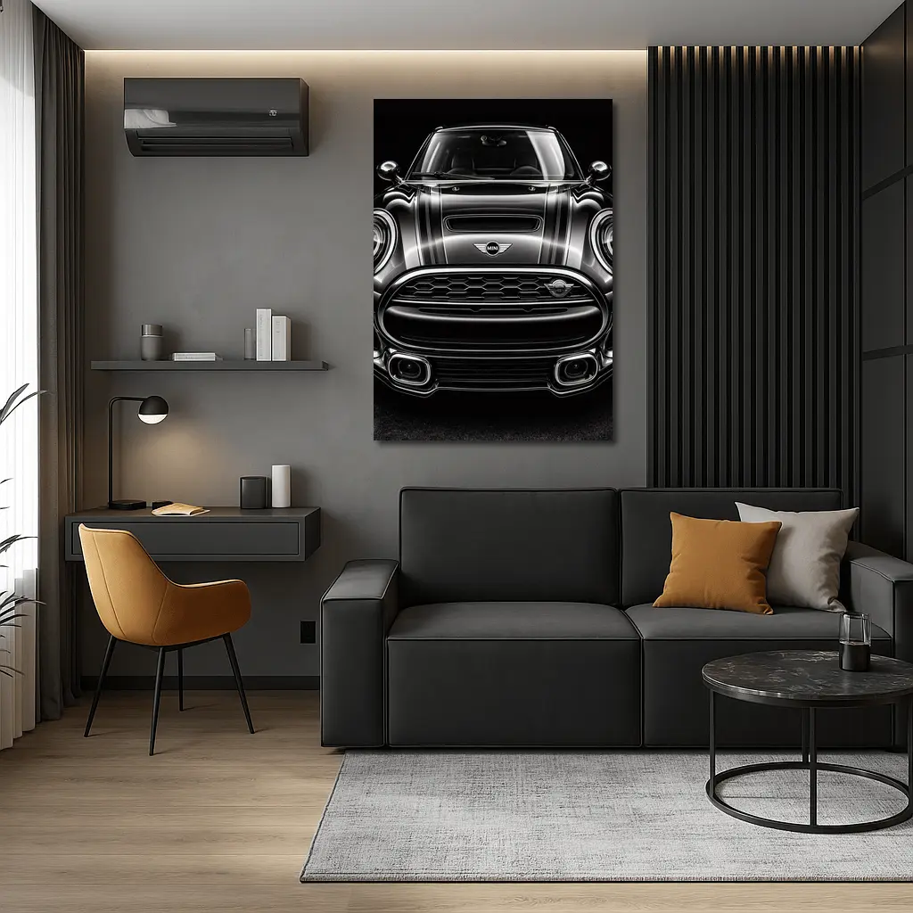 Mini Clubman Front View Dark Background – Wall Art