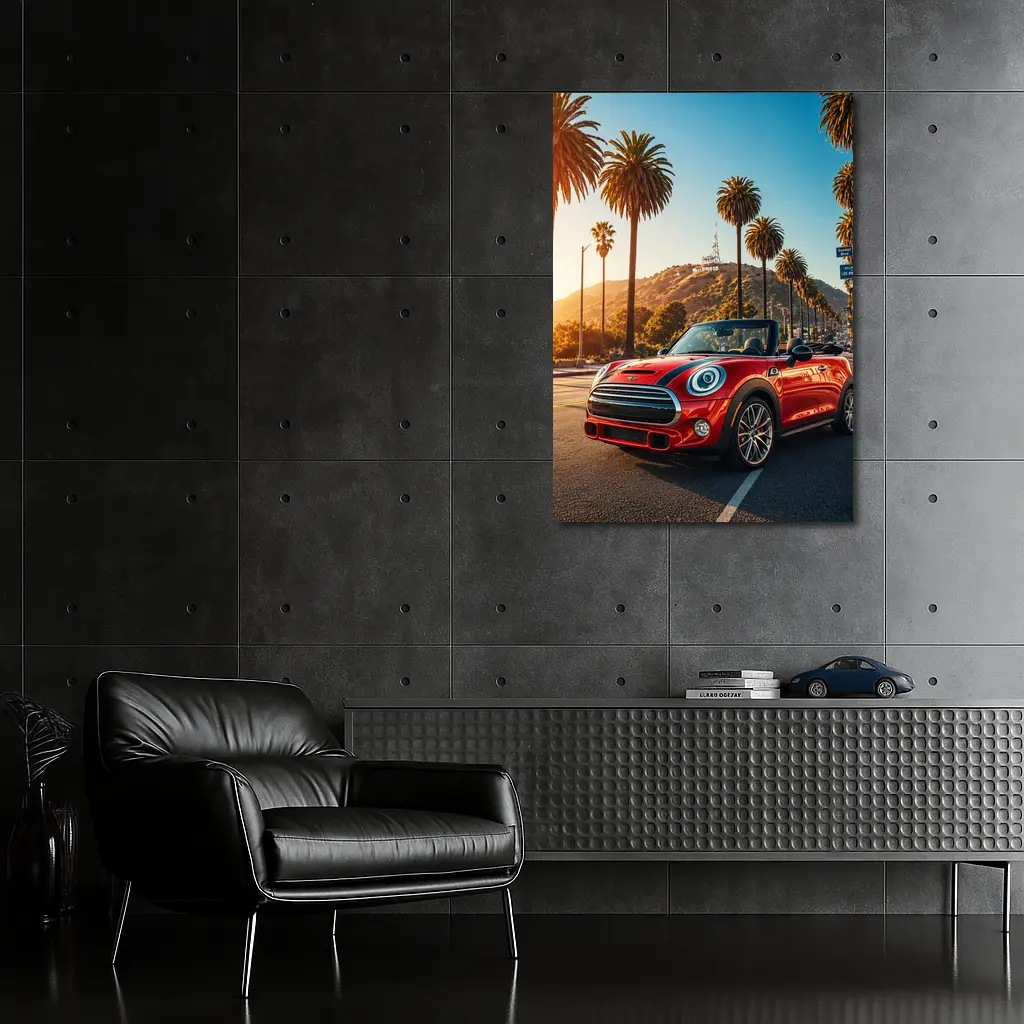 Mini Cooper Convertible Red Los Angeles Street – Wall Art