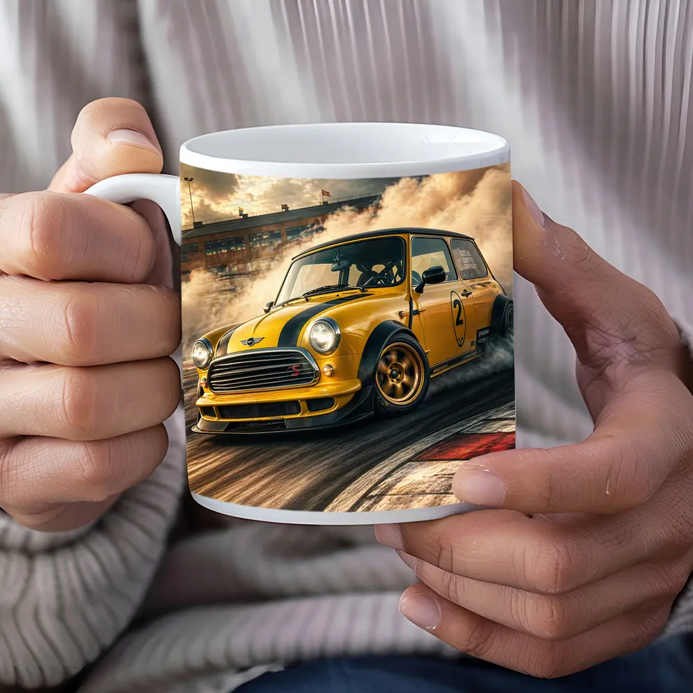 Mini Cooper S Drifting On Race Track – Mugs