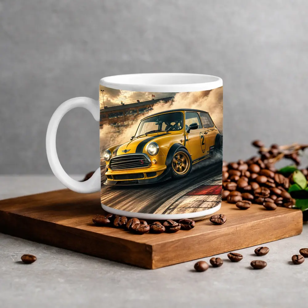 Mini Cooper S Drifting On Race Track – Mugs