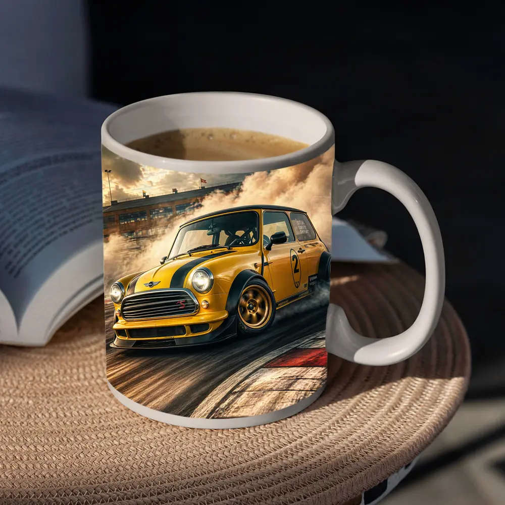 Mini Cooper S Drifting On Race Track – Mugs