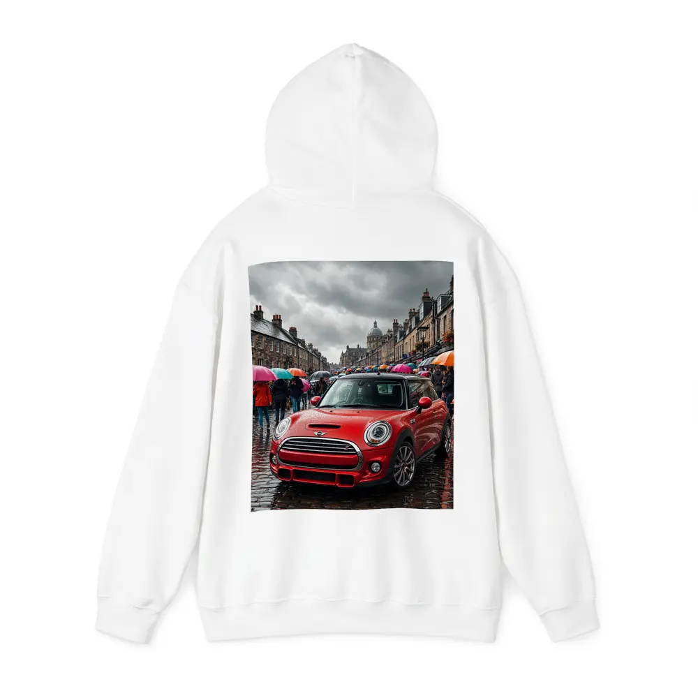Mini Cooper S Red Rainy City Street – Hoodies