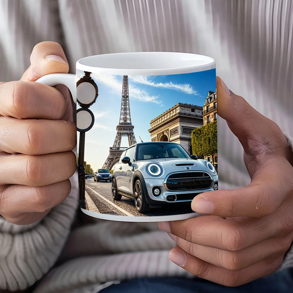 Mini Cooper S Paris Eiffel Tower Street – Mugs
