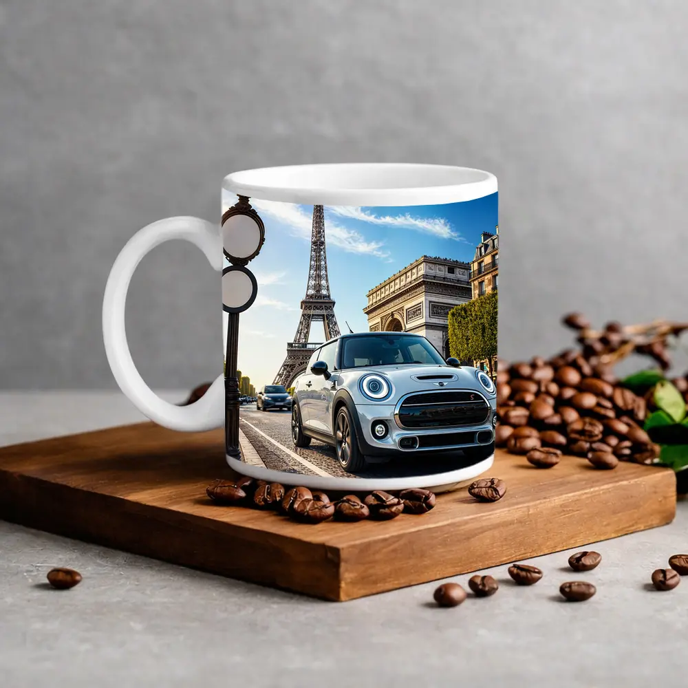 Mini Cooper S Paris Eiffel Tower Street – Mugs