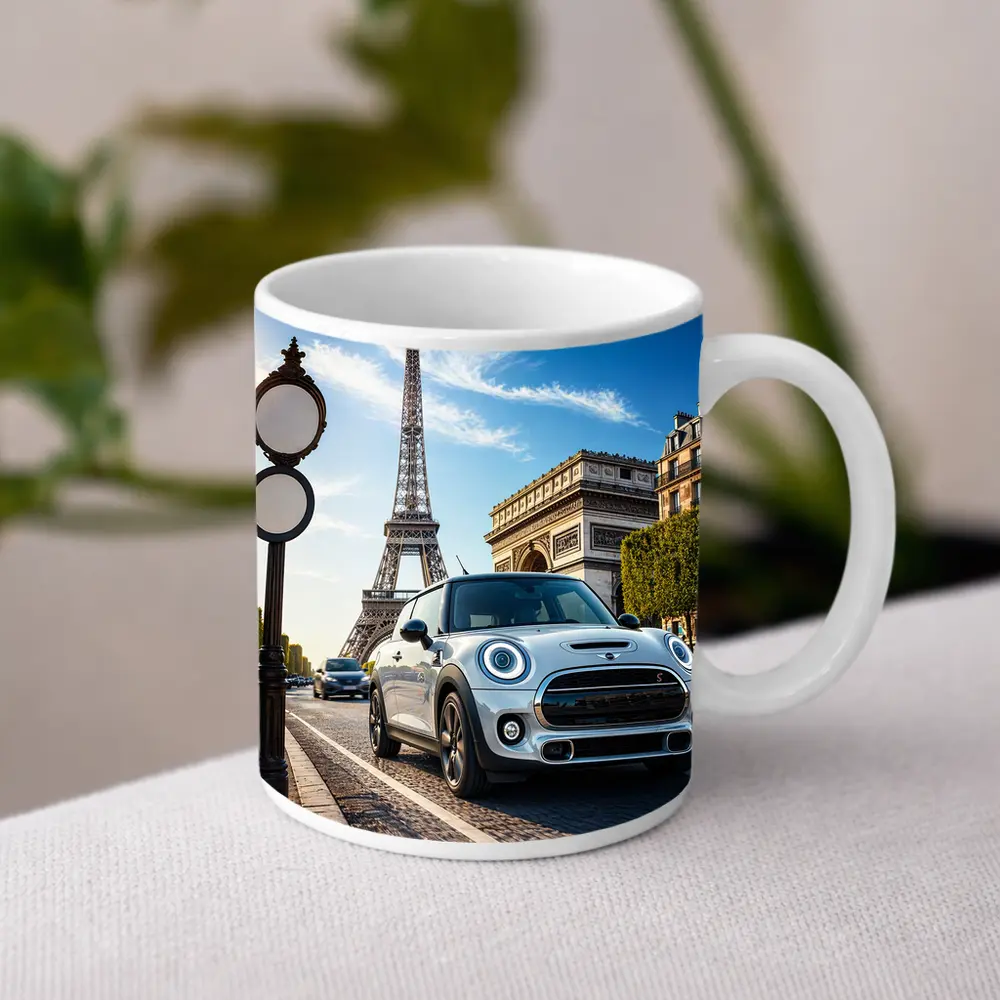 Mini Cooper S Paris Eiffel Tower Street – Mugs