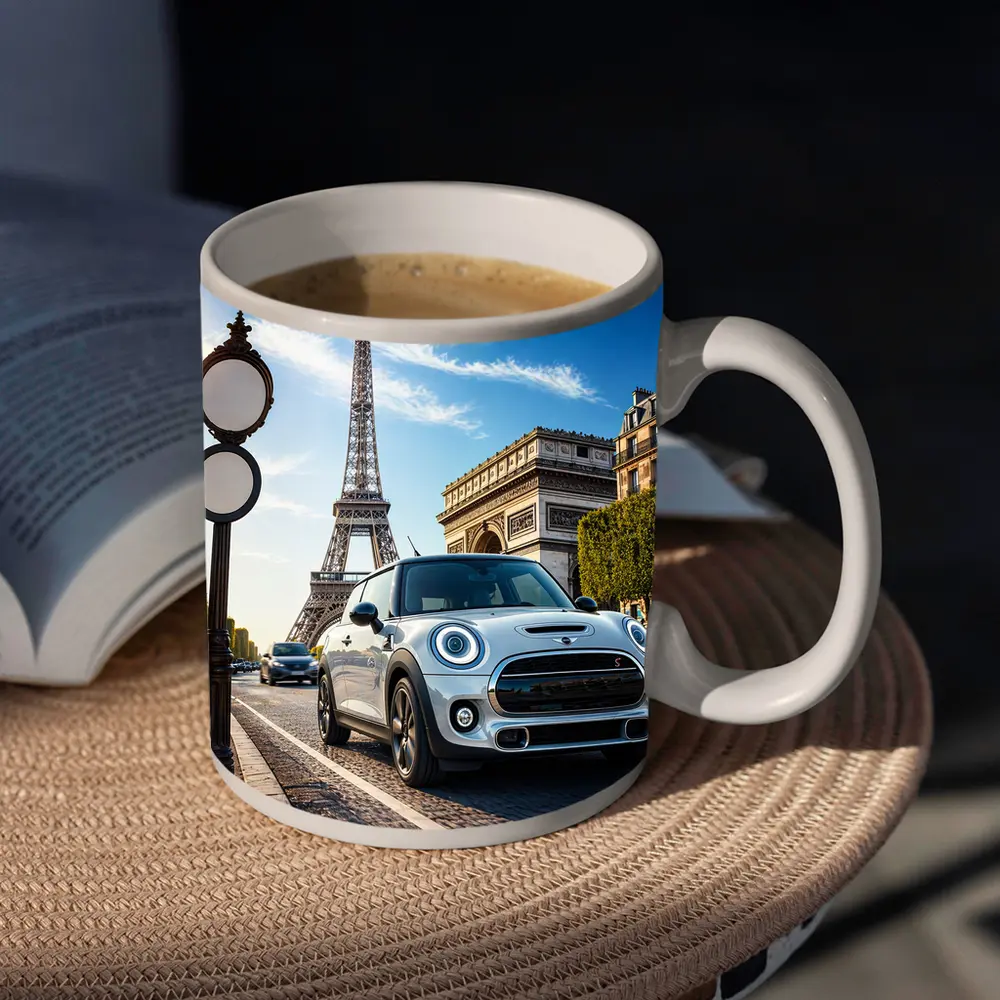 Mini Cooper S Paris Eiffel Tower Street – Mugs