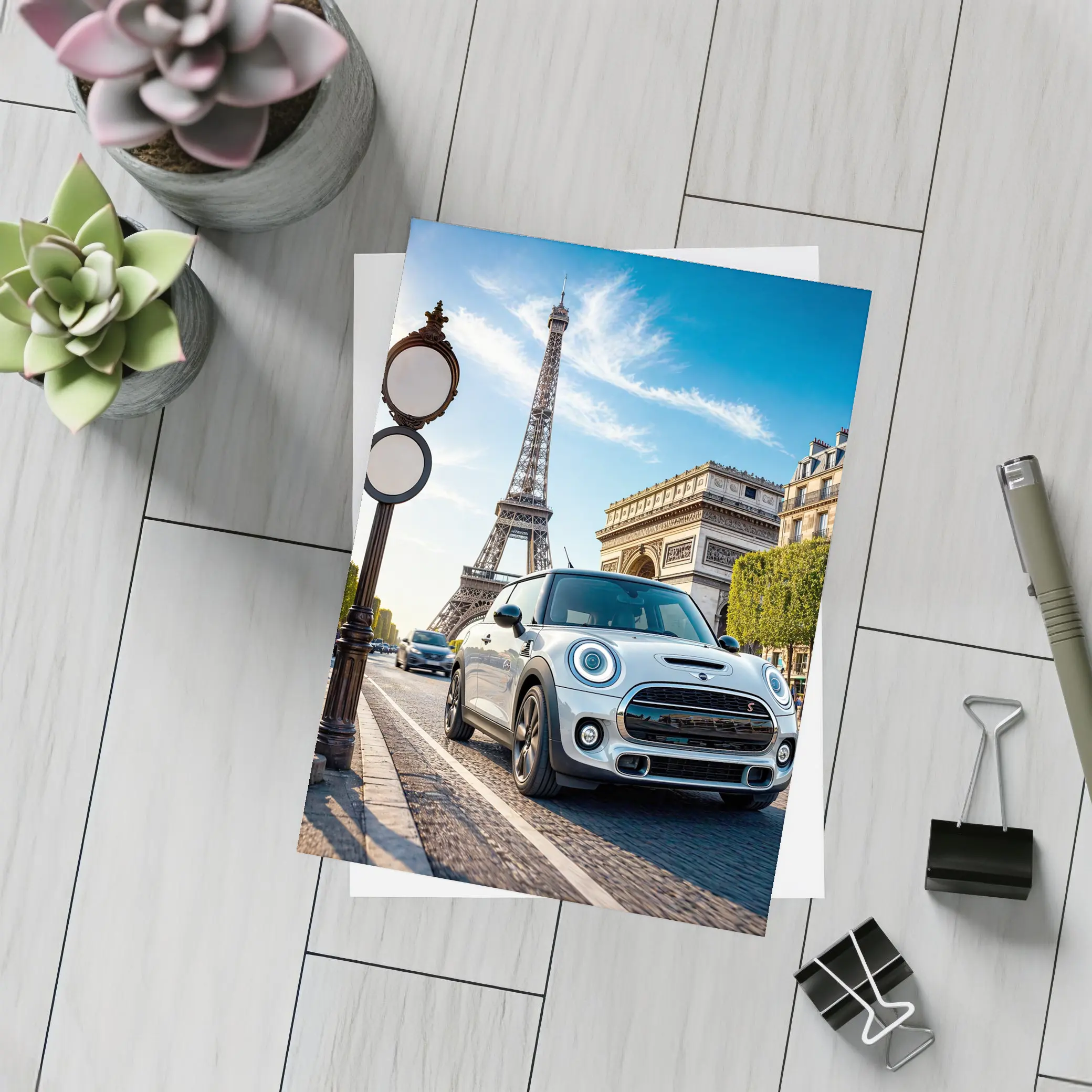Mini Cooper S Paris Eiffel Tower Street – Postcards