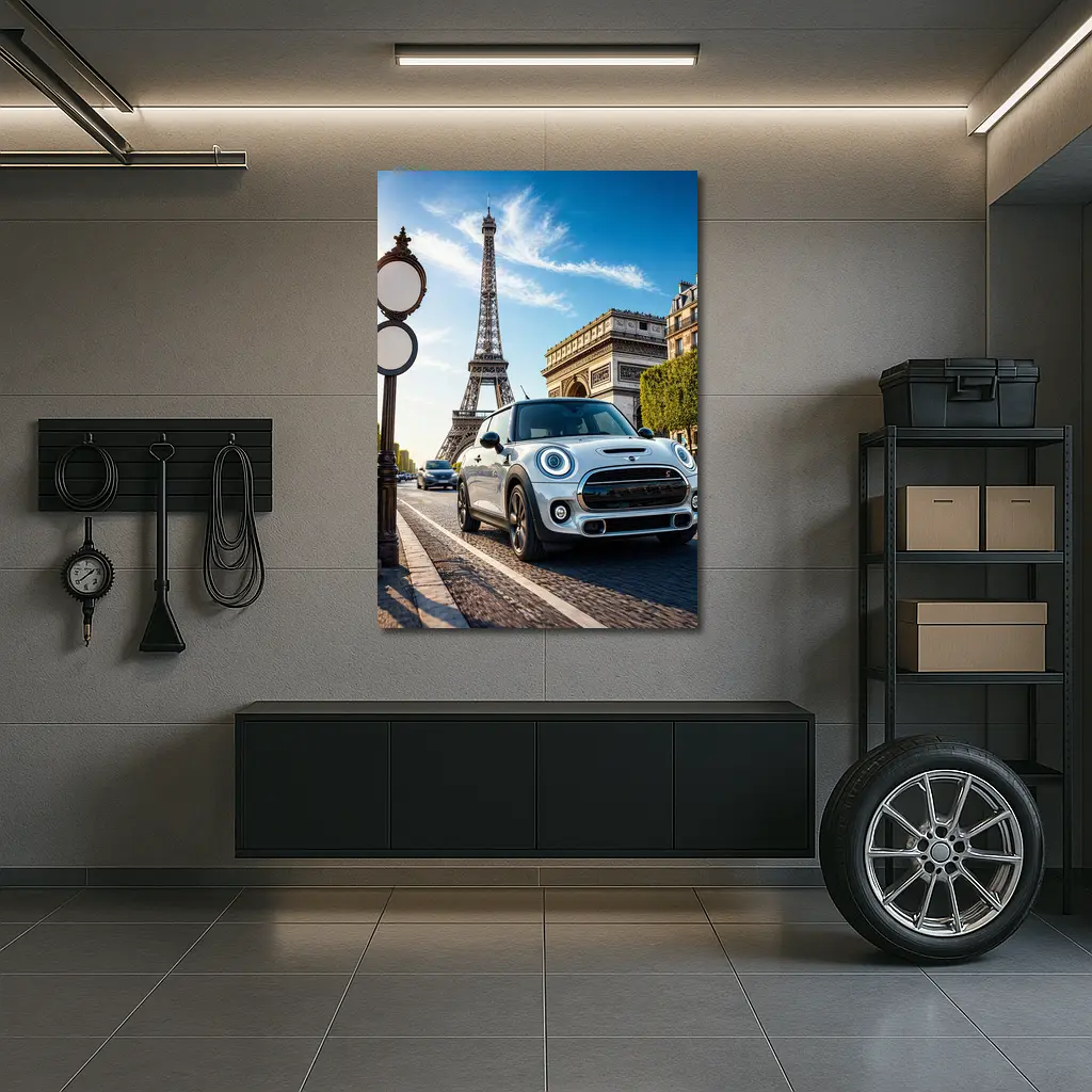 Mini Cooper S Paris Eiffel Tower Street – Wall Art
