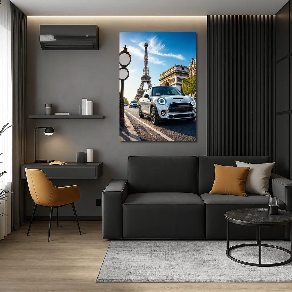 Mini Cooper S Paris Eiffel Tower Street – Wall Art