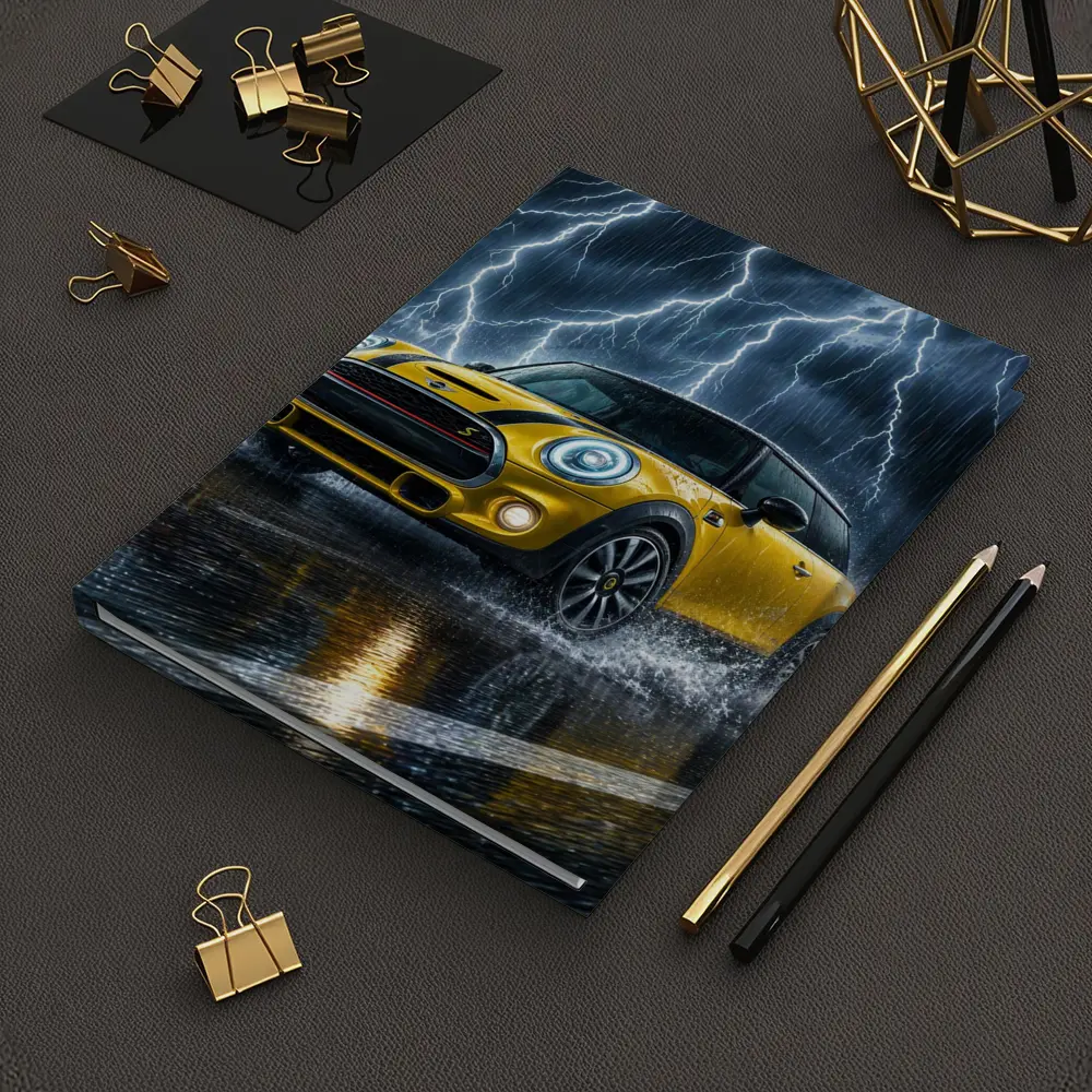 Mini Cooper S Yellow Car In Thunderstorm – Notebooks
