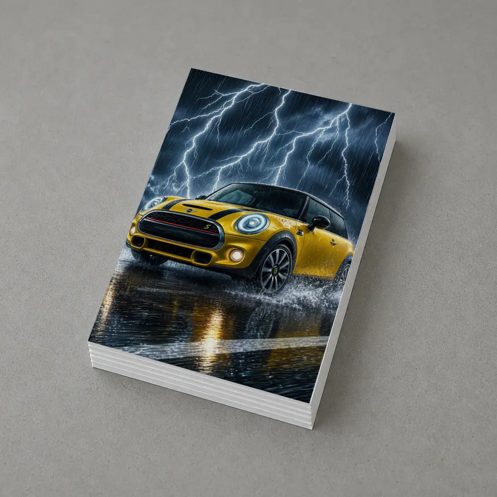 Mini Cooper S Yellow Car In Thunderstorm – Postcards