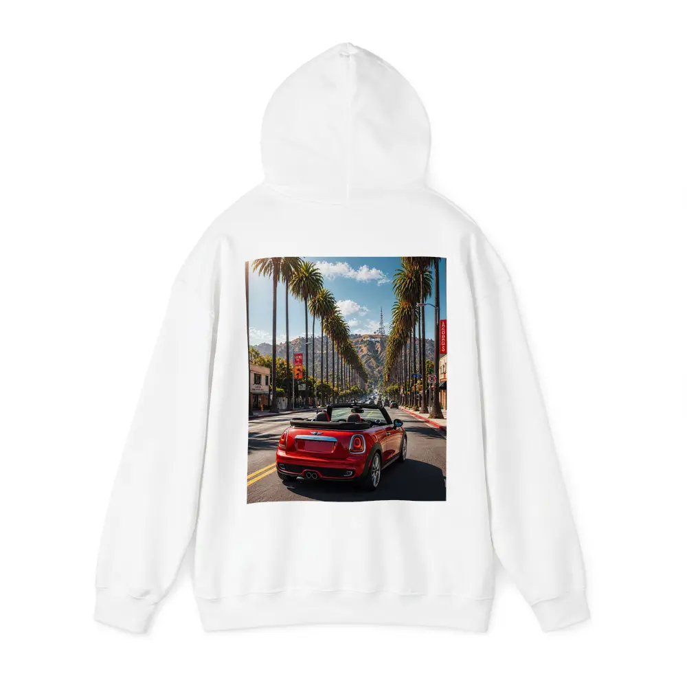 Red Mini Cooper Convertible Hollywood Boulevard Drive – Hoodies