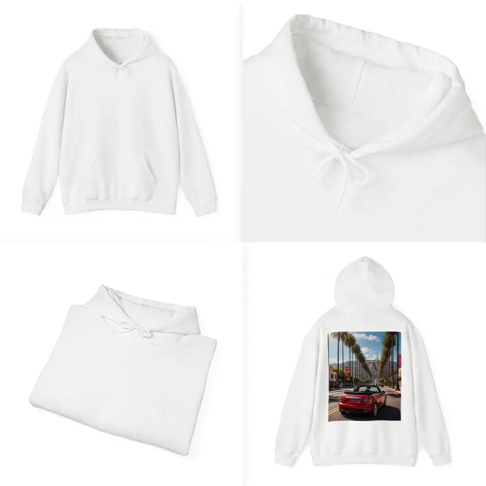 Red Mini Cooper Convertible Hollywood Boulevard Drive – Hoodies