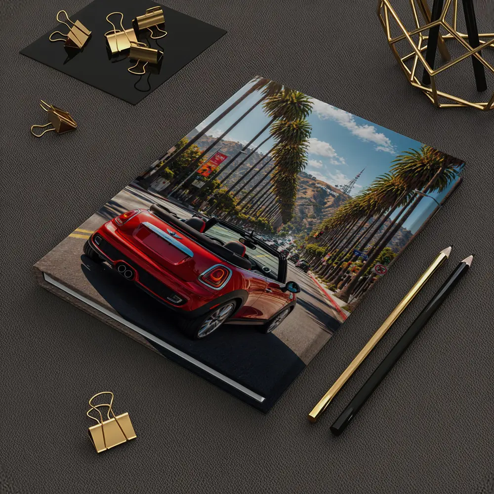 Red Mini Cooper Convertible Hollywood Boulevard Drive – Notebooks