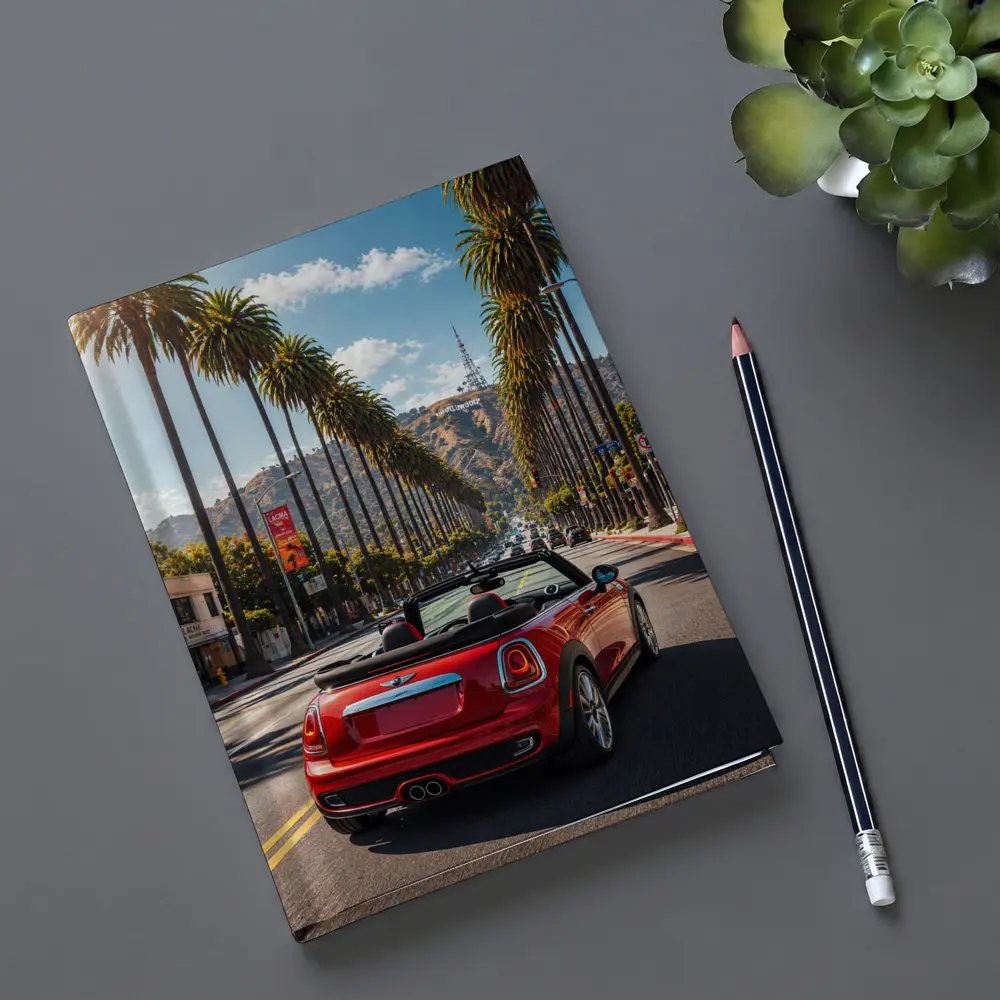 Red Mini Cooper Convertible Hollywood Boulevard Drive – Notebooks