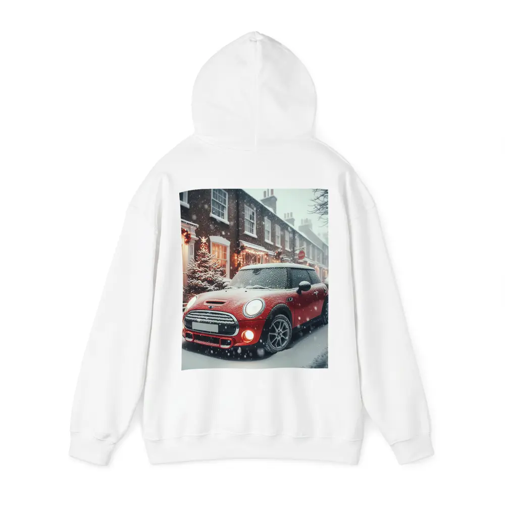 Red Mini Cooper S Snowy Christmas Street – Hoodies