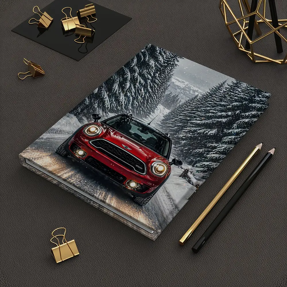 Mini Countryman Red SUV Snowy Forest Road – Notebooks