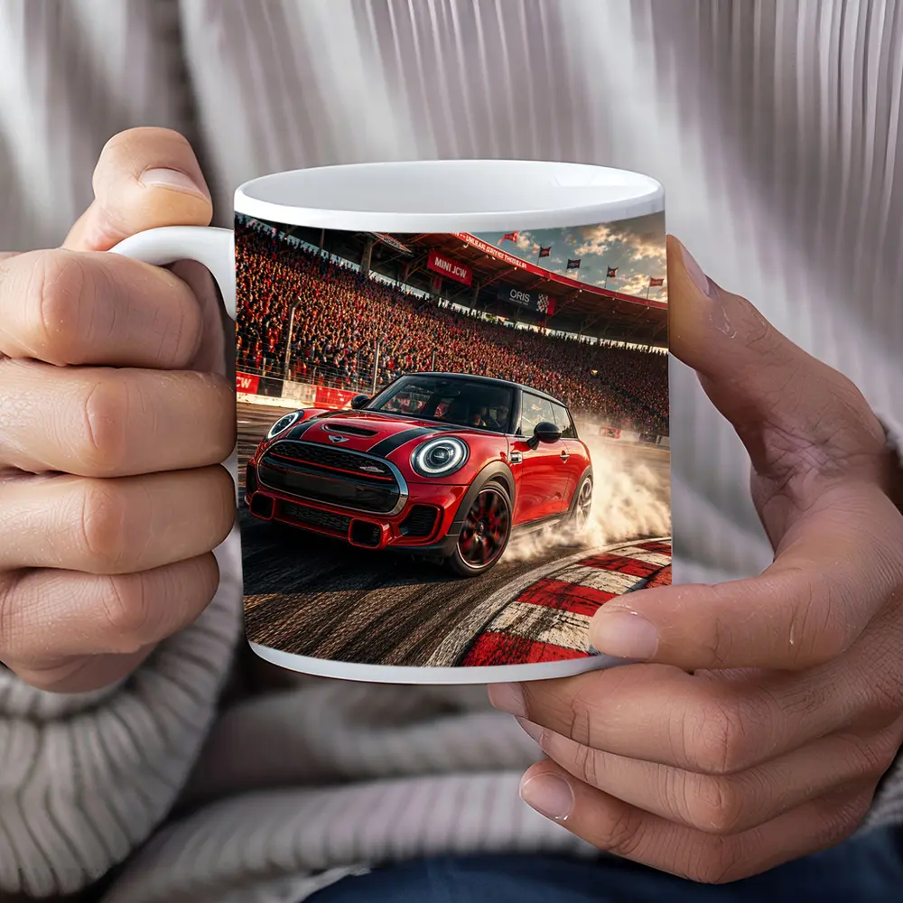 Mini Cooper S Red Racing Track Burnout – Mugs