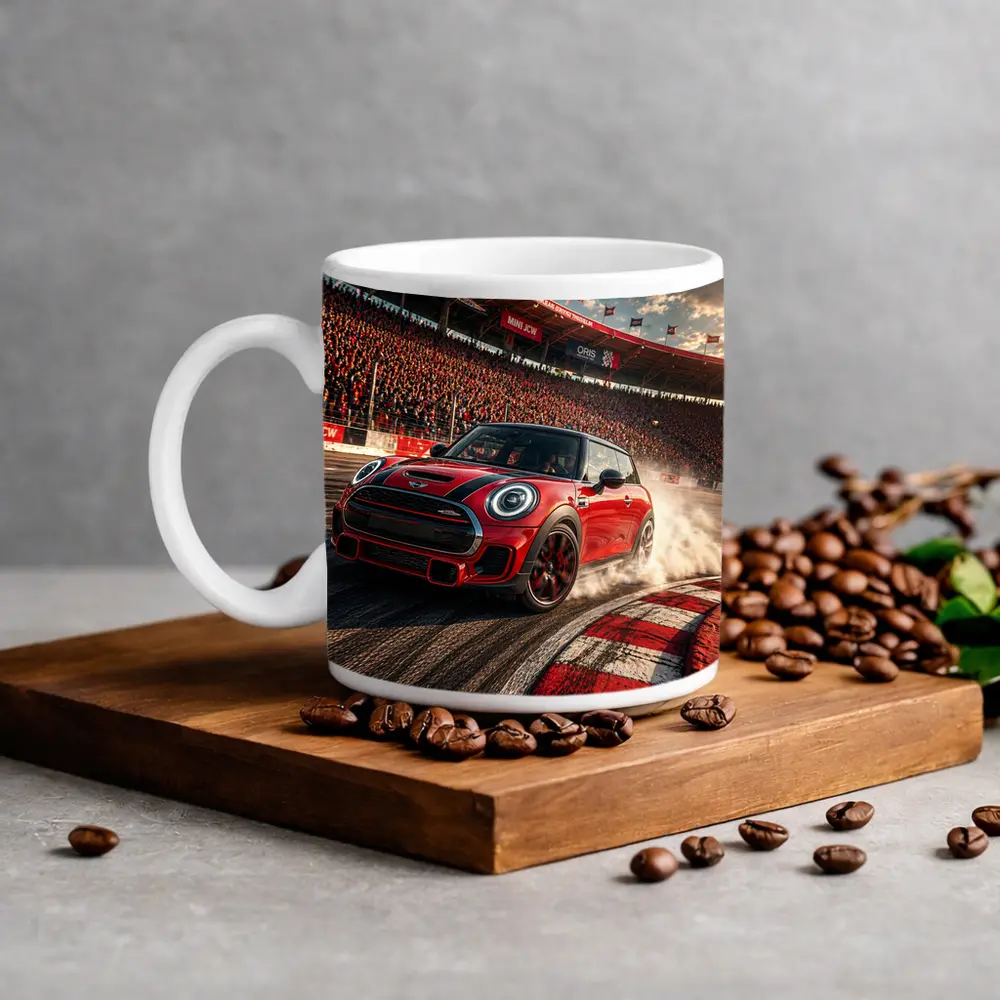 Mini Cooper S Red Racing Track Burnout – Mugs