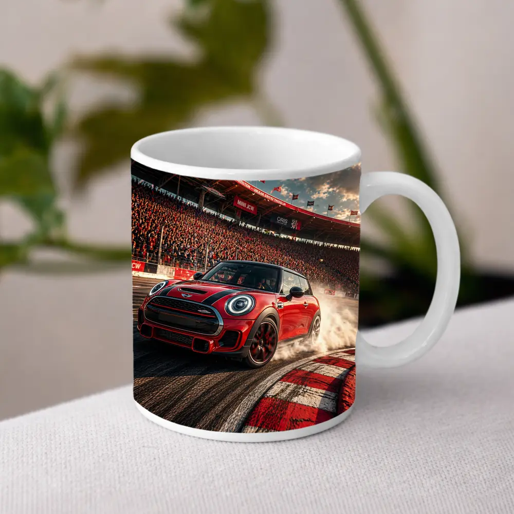 Mini Cooper S Red Racing Track Burnout – Mugs
