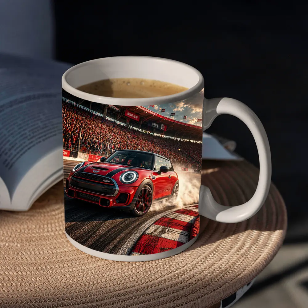 Mini Cooper S Red Racing Track Burnout – Mugs