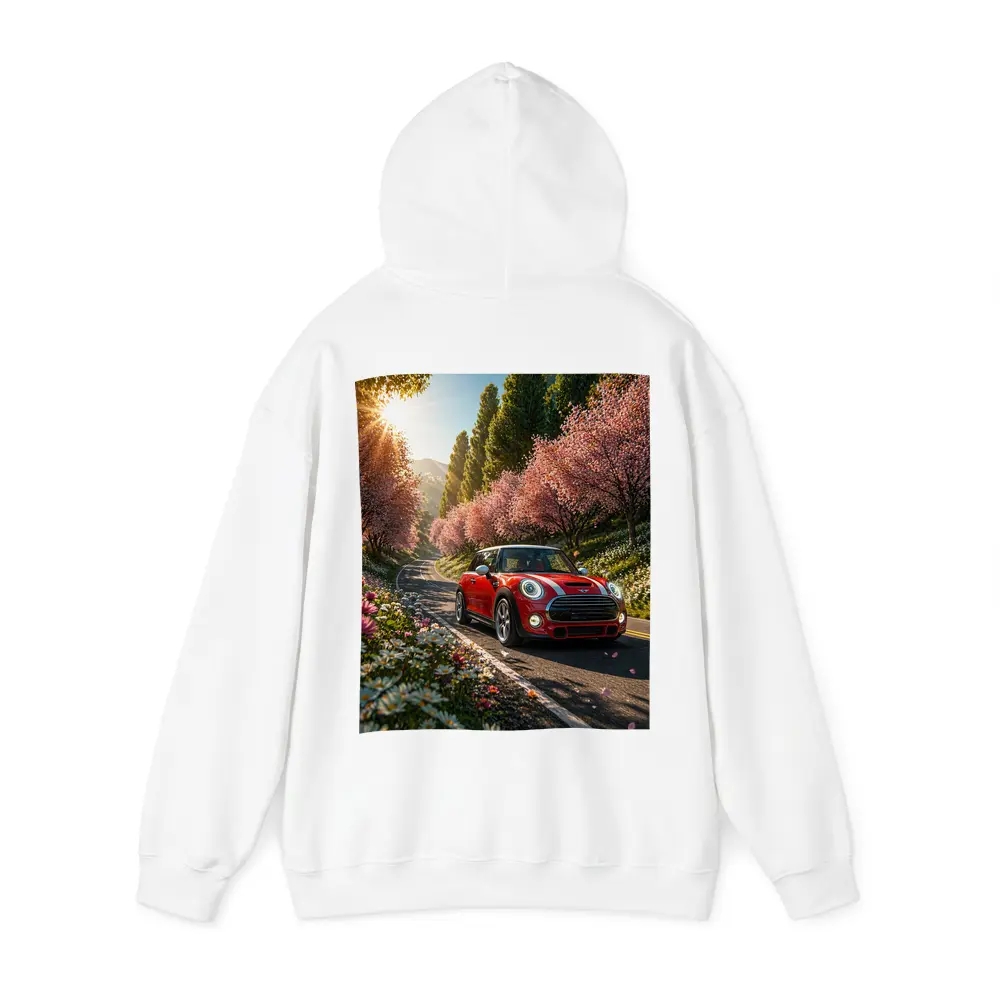 Red Mini Cooper S Cherry Blossom Road – Hoodies