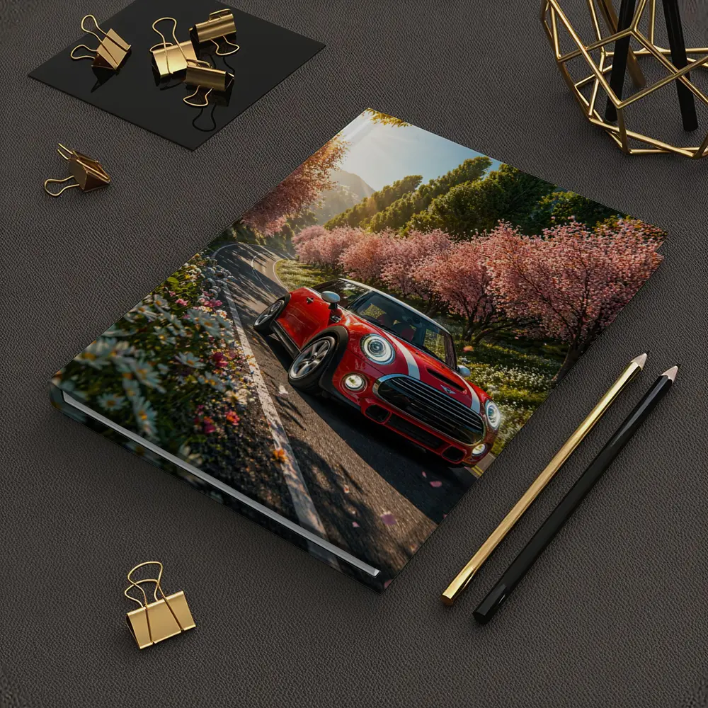 Red Mini Cooper S Cherry Blossom Road – Notebooks