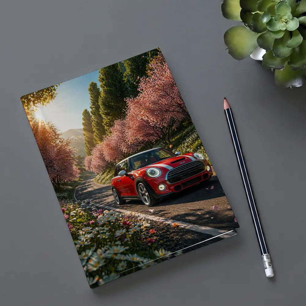 Red Mini Cooper S Cherry Blossom Road – Notebooks