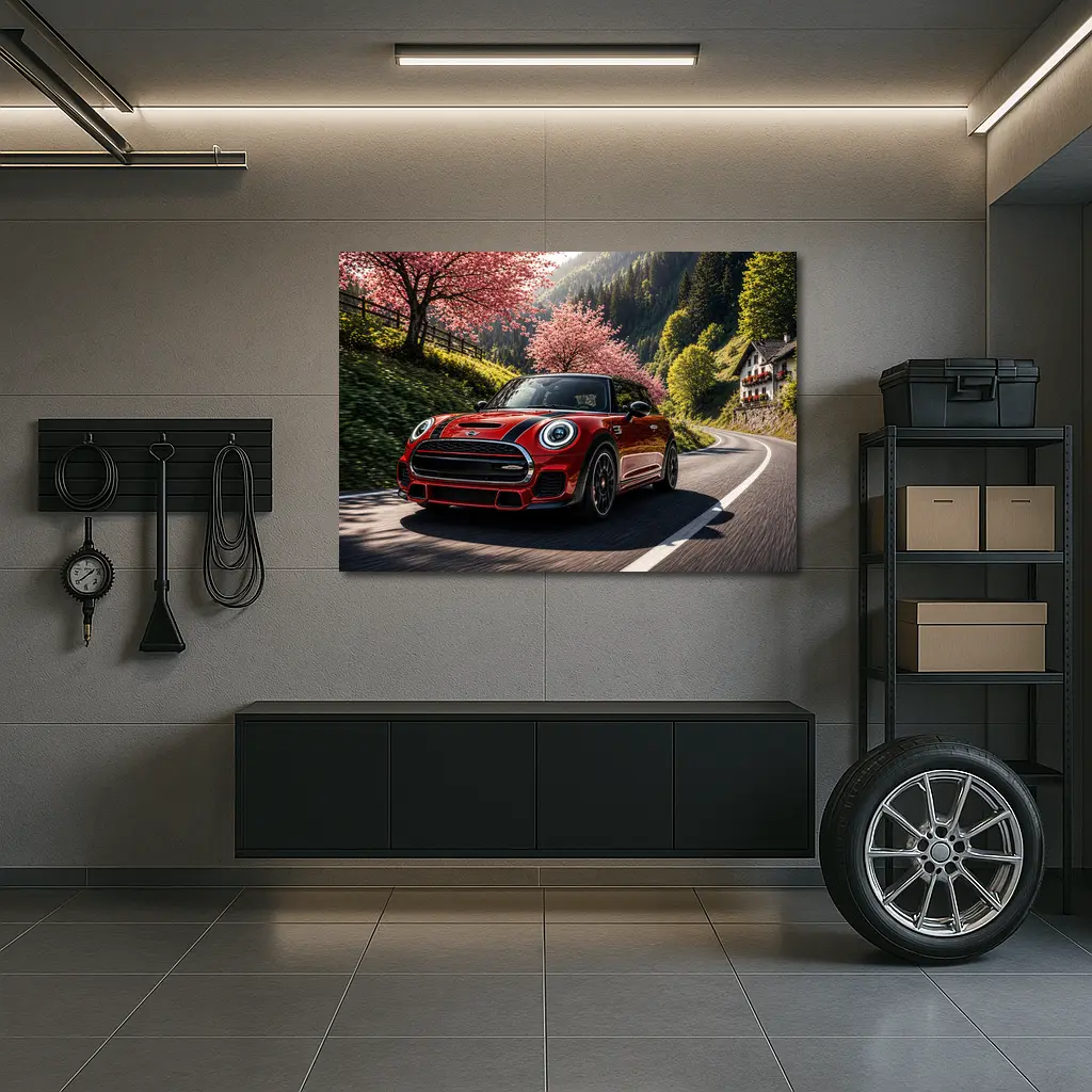 Mini Cooper S Red Mountain Road Drive – Wall Art