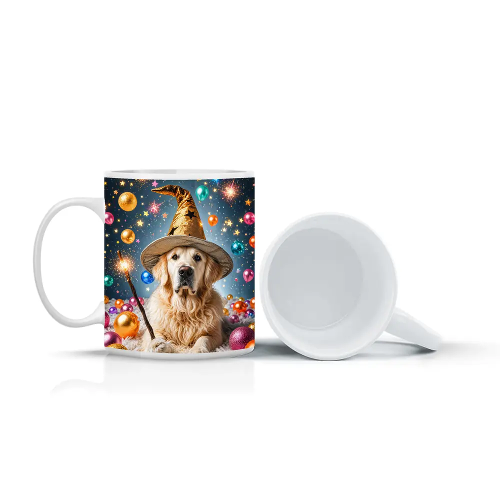 Golden Retriever Wizard Hat Magic Balloons – Mugs