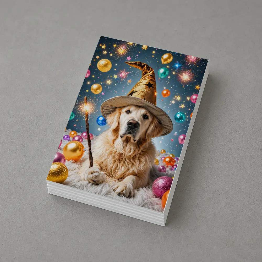 Golden Retriever Wizard Hat Magic Balloons – Postcards