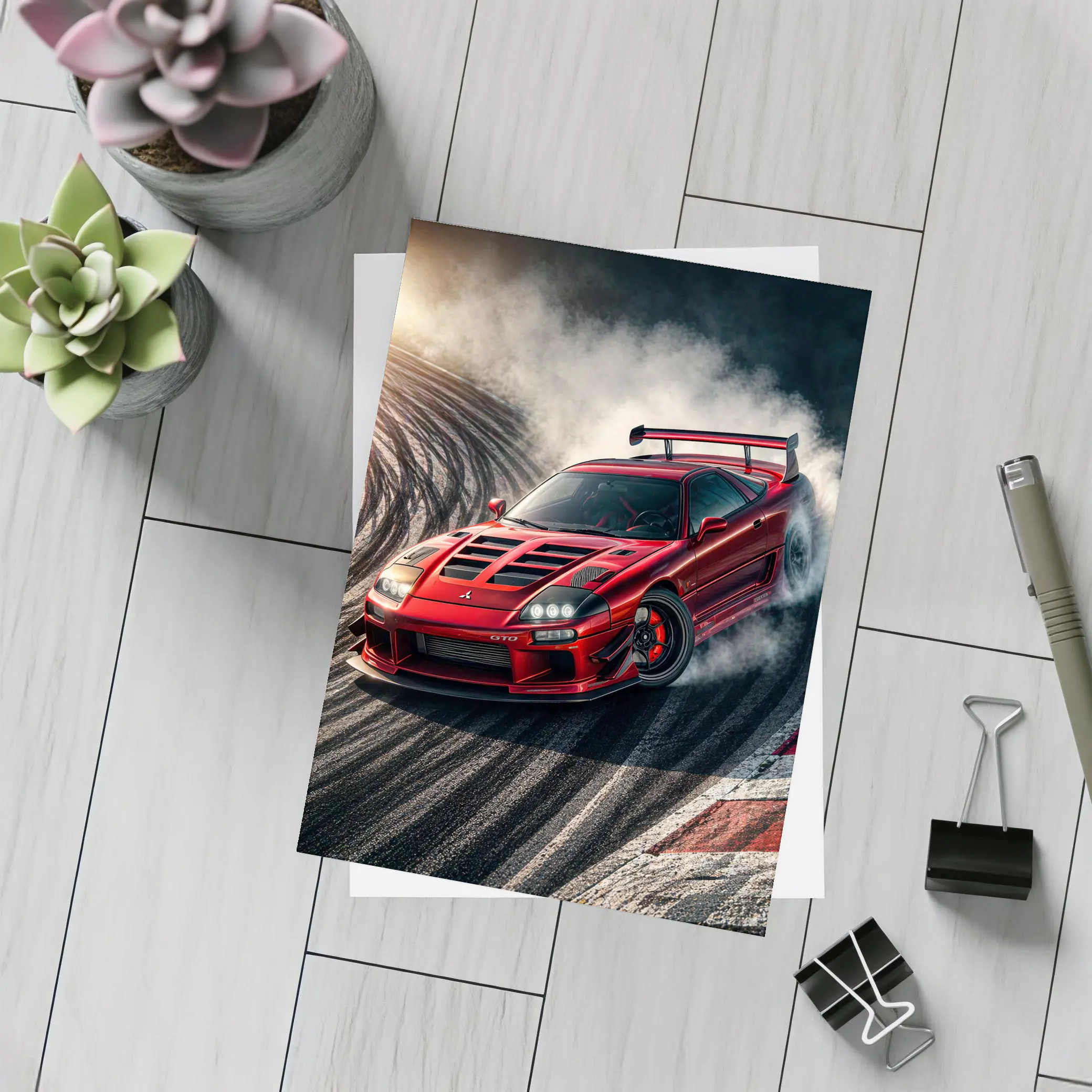 Mitsubishi GTO Red Drift Track Smoke – Postcards
