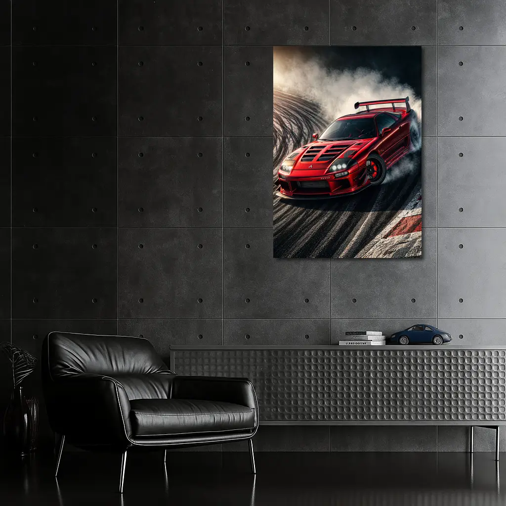 Mitsubishi GTO Red Drift Track Smoke – Wall Art
