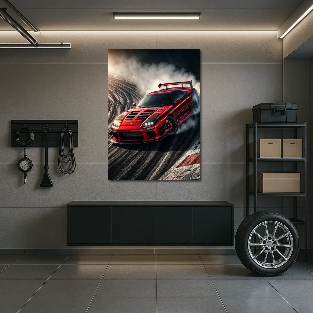 Mitsubishi GTO Red Drift Track Smoke – Wall Art