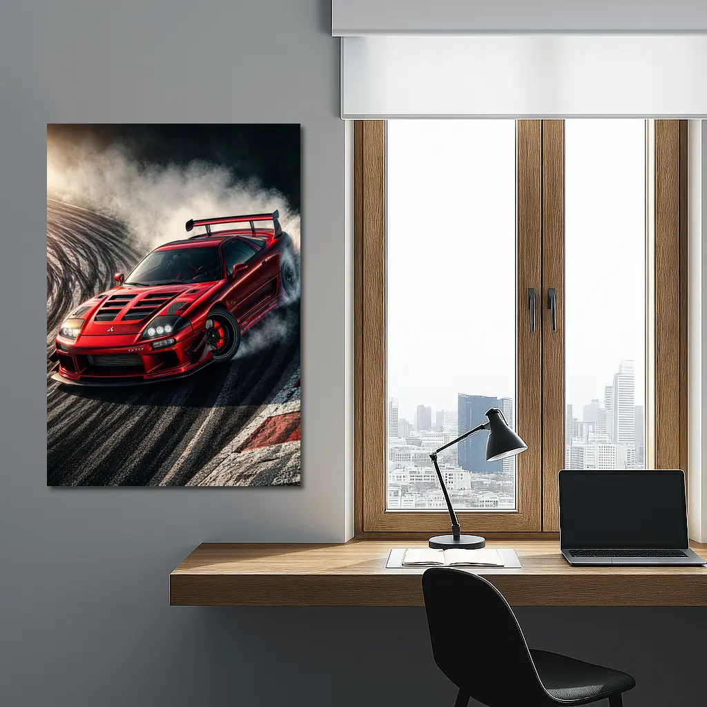 Mitsubishi GTO Red Drift Track Smoke – Wall Art