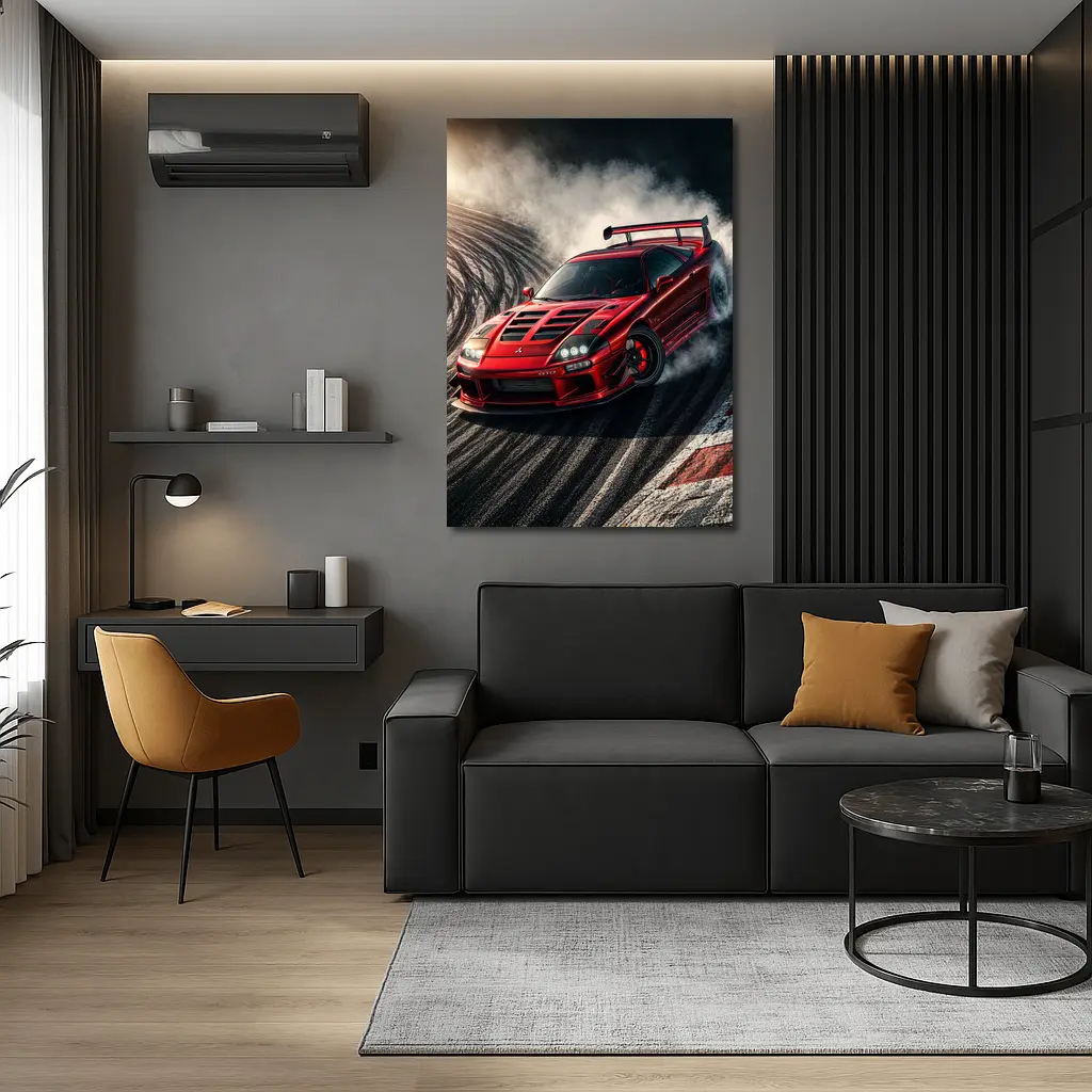 Mitsubishi GTO Red Drift Track Smoke – Wall Art