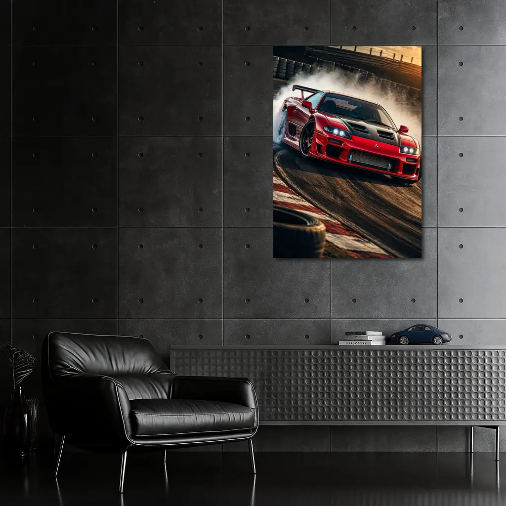 Mitsubishi 3000GT Red Drift Track Action – Wall Art