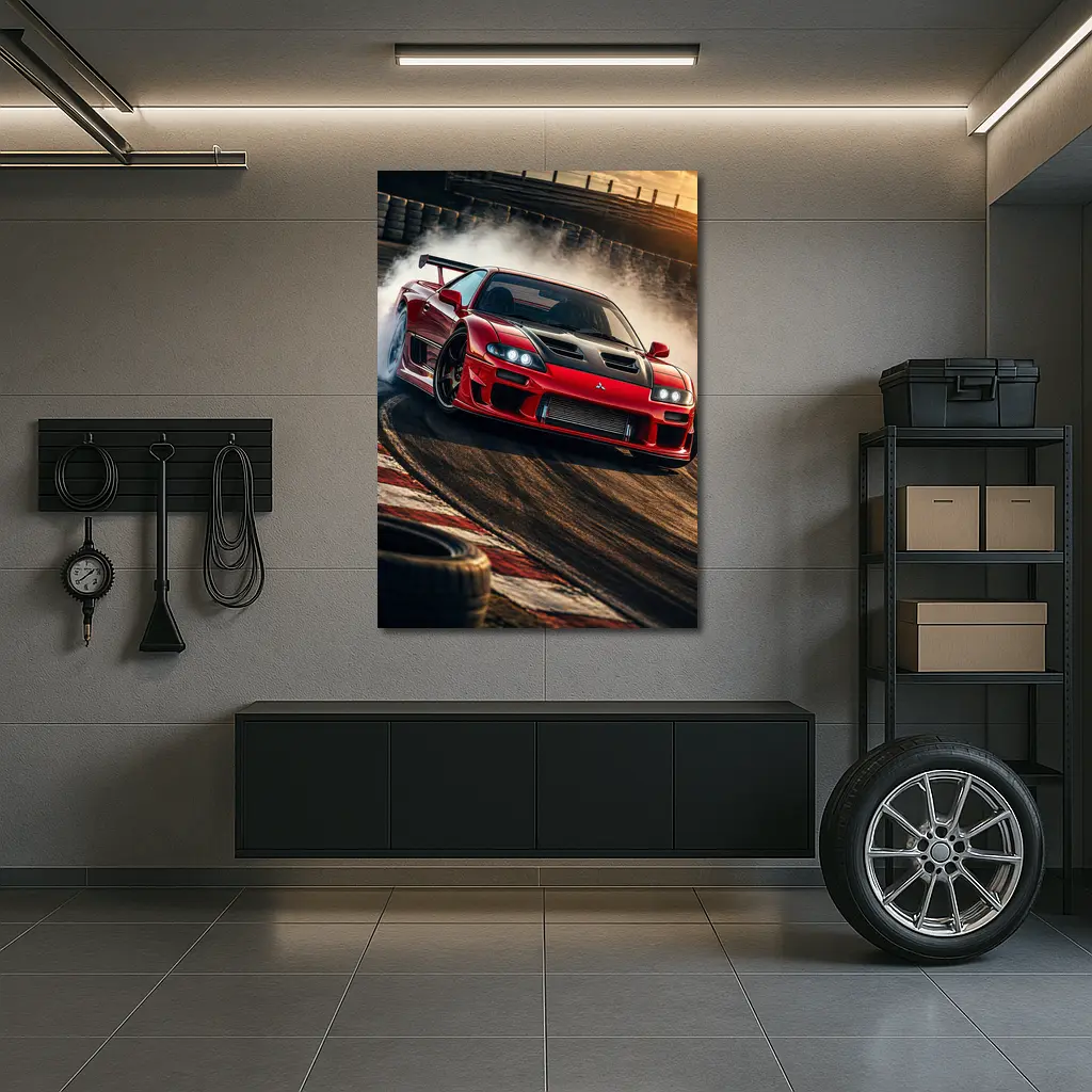 Mitsubishi 3000GT Red Drift Track Action – Wall Art