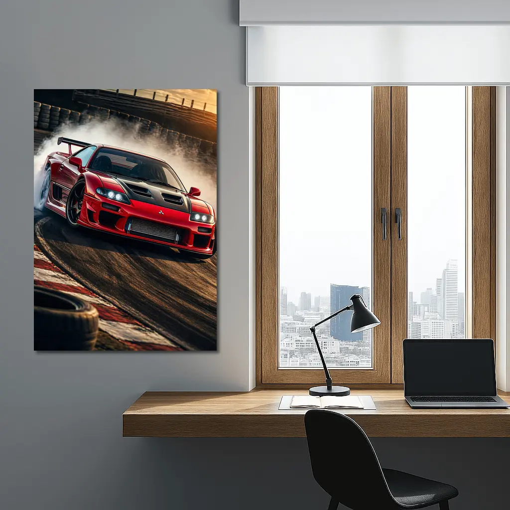 Mitsubishi 3000GT Red Drift Track Action – Wall Art