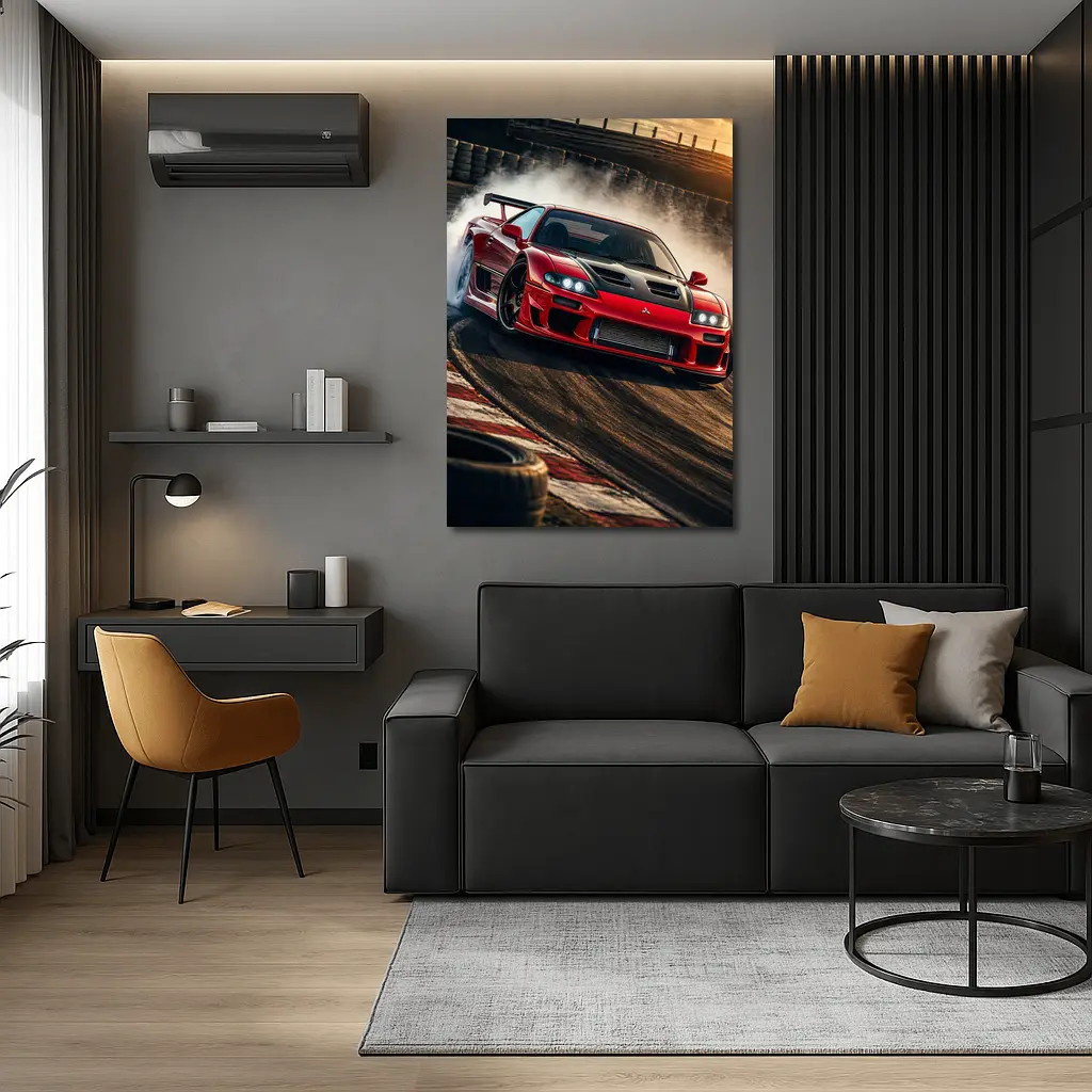 Mitsubishi 3000GT Red Drift Track Action – Wall Art