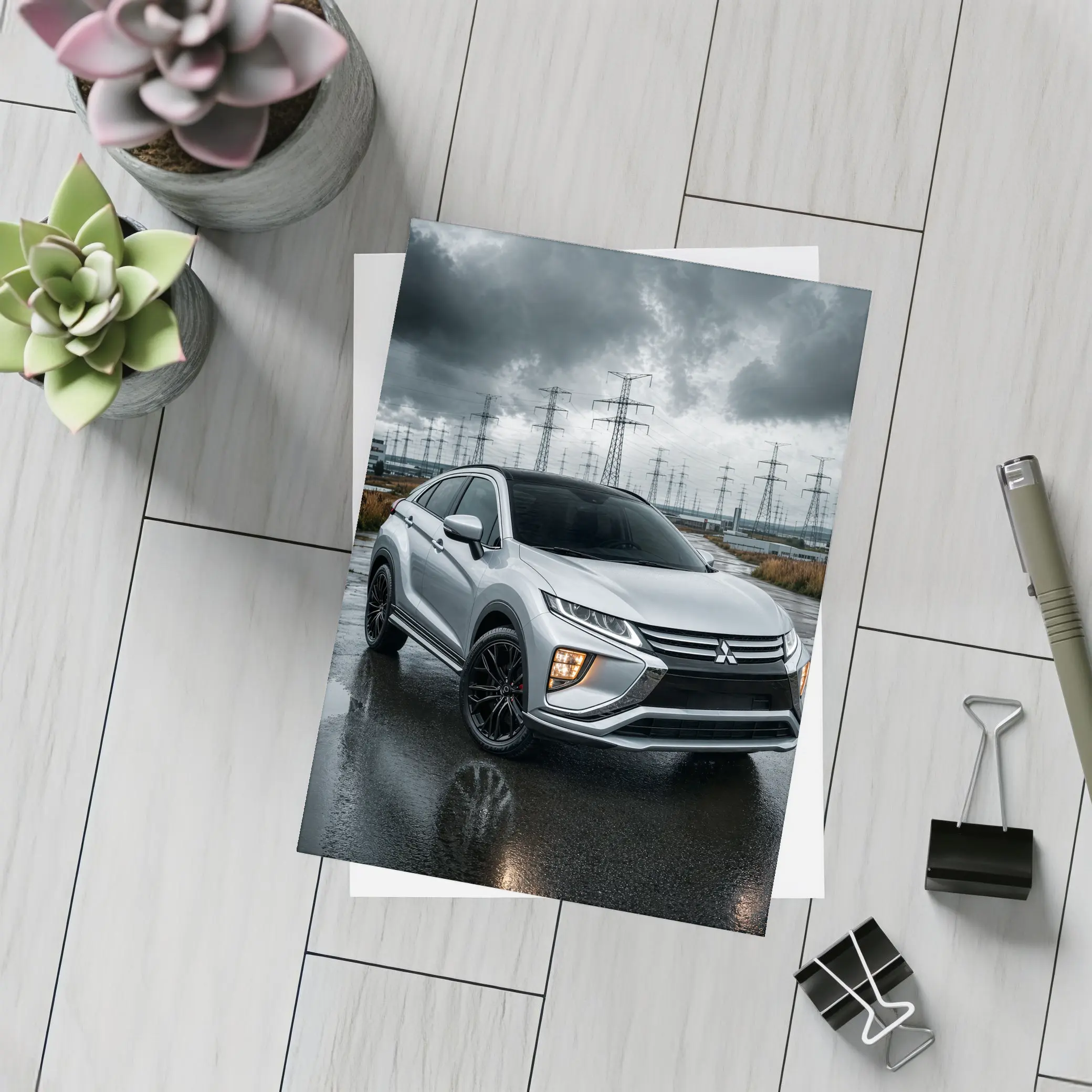 Mitsubishi Eclipse Cross Stormy Industrial Sky – Postcards