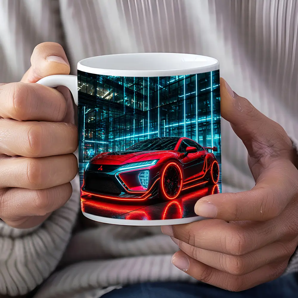 Mitsubishi Eclipse Red Neon City Night – Mugs
