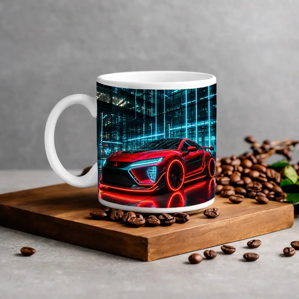Mitsubishi Eclipse Red Neon City Night – Mugs