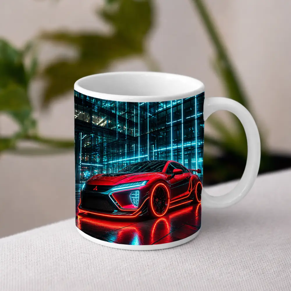 Mitsubishi Eclipse Red Neon City Night – Mugs