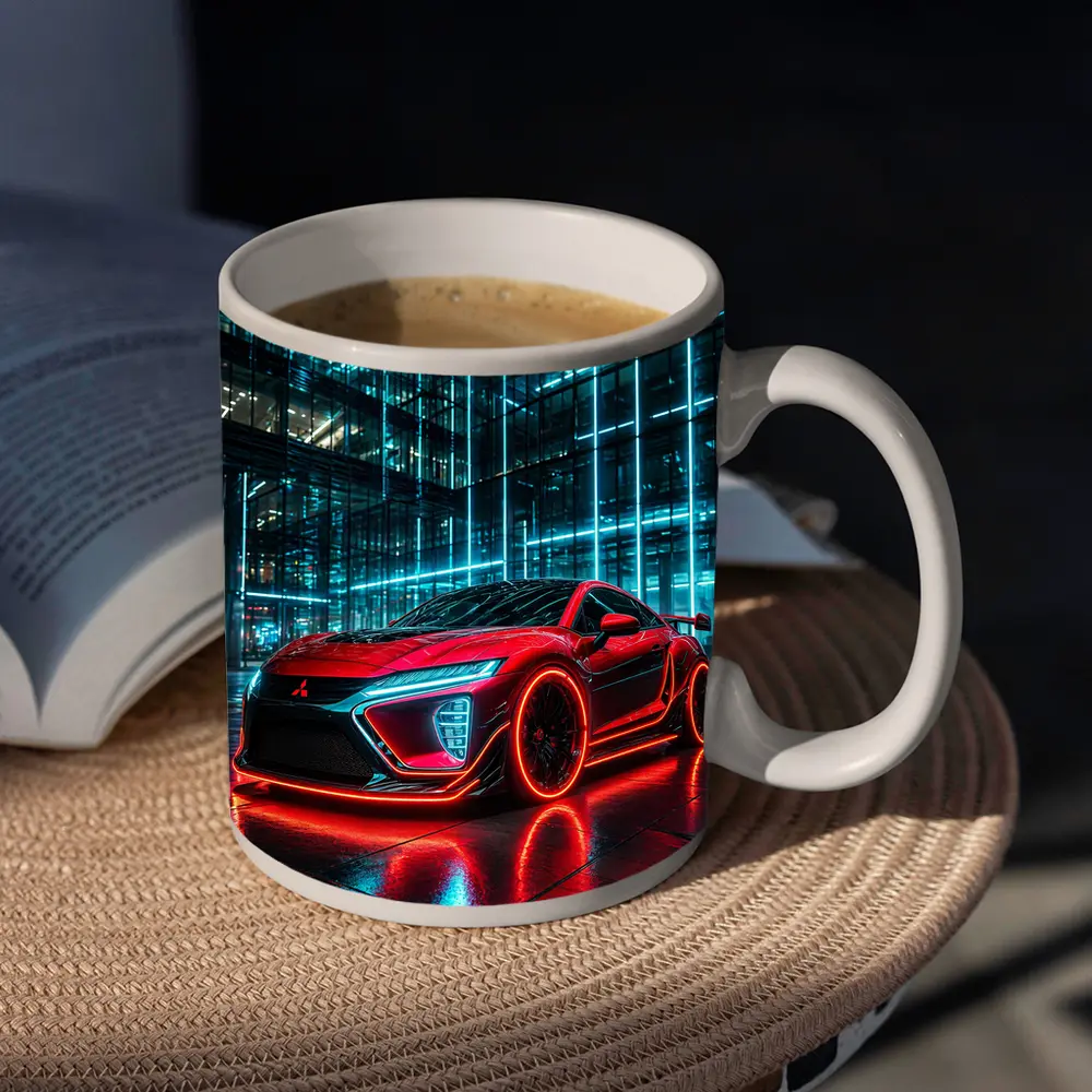 Mitsubishi Eclipse Red Neon City Night – Mugs