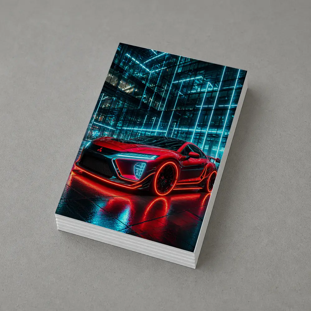 Mitsubishi Eclipse Red Neon City Night – Postcards