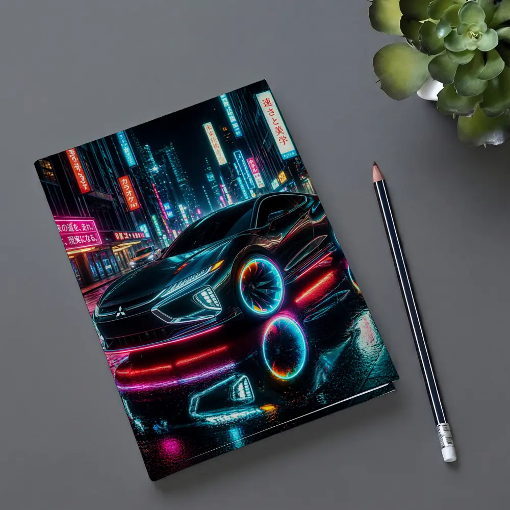 Mitsubishi Eclipse Neon Lights Tokyo Night – Notebooks