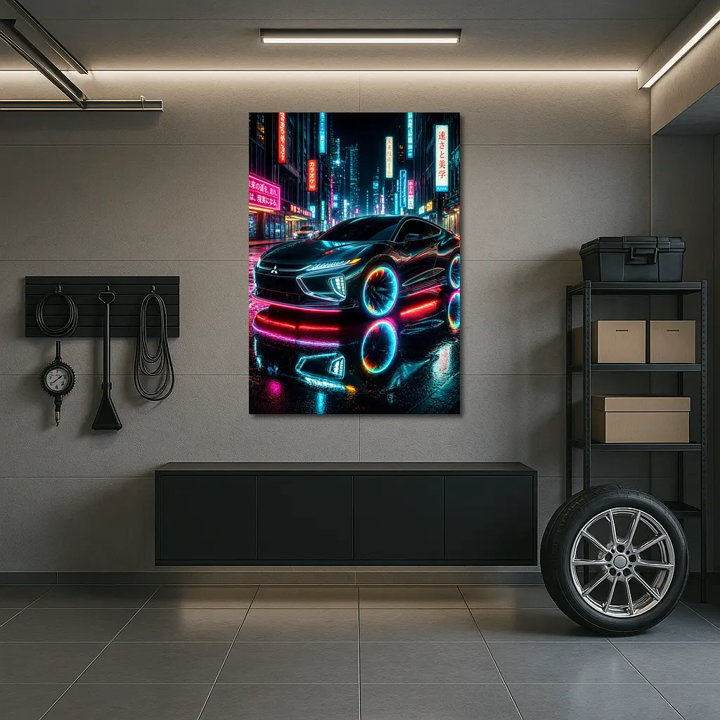 Mitsubishi Eclipse Neon Lights Tokyo Night – Wall Art